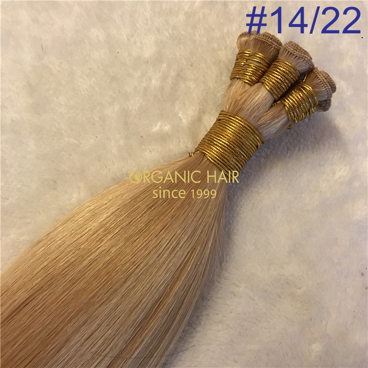 Piano color #14/22 human hand tied weft hair extensions X123